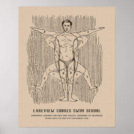 Póster Gracioso diagrama de natación vintage con textos P