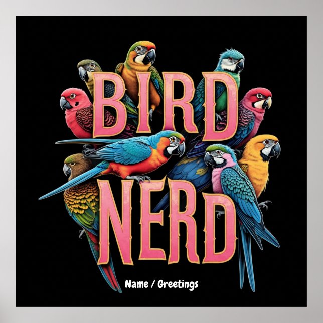 Póster Gracioso diseño con nerd de pájaro para observador (Frente)