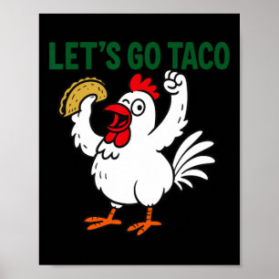 Póster Gracioso diseño de gallo mexicano con Let