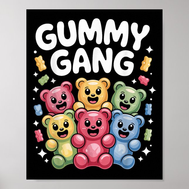 Póster Gracioso Diseño De Oso Gummy Para Hombres Mujeres  (Frente)