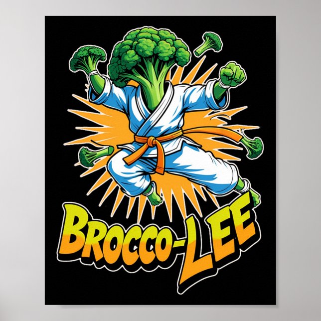 Póster Gracioso Diseño De Verduras Brocco Lee En Acción D (Frente)