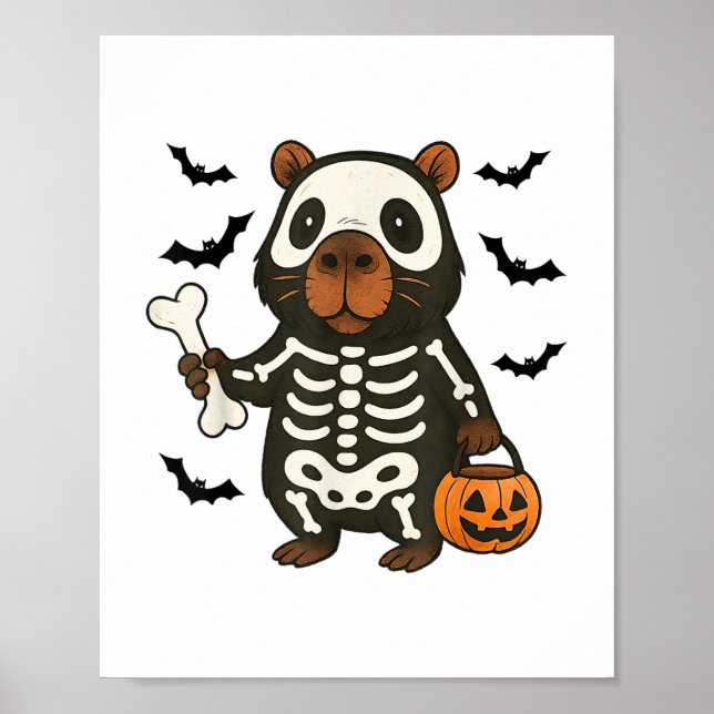 Póster Gracioso disfraz de calabaza para el capibara (Frente)