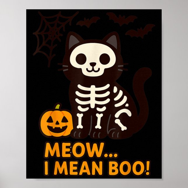 Póster Gracioso disfraz De Halloween De Gato Meow Me Refi (Frente)