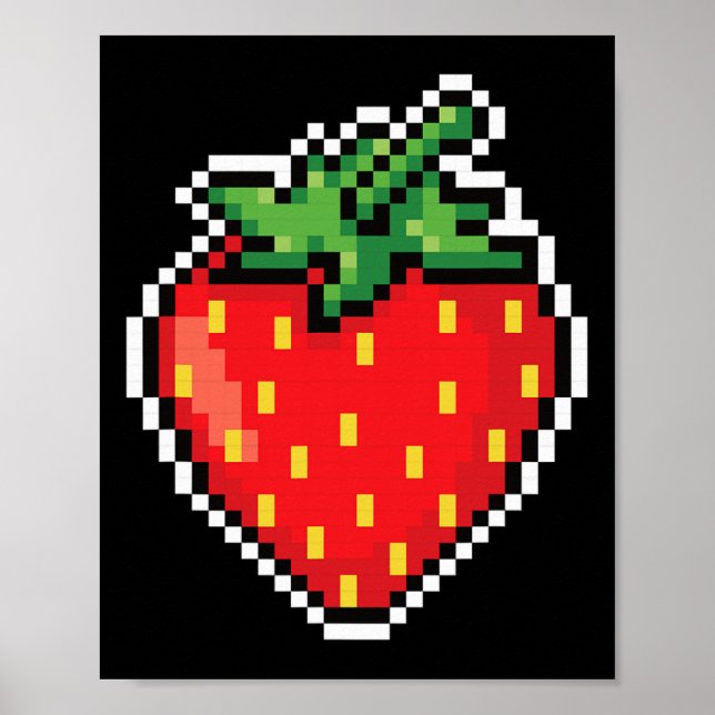 Póster Gracioso disfraz fácil de Halloween Pixel Strawber (Frente)