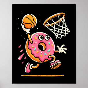 Póster Gracioso Donut Dunking Basketball Food Champ Sport