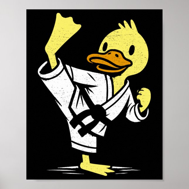 Póster Gracioso Duck Karate Martial Arts Memes Co. Duck K (Frente)