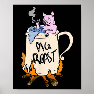 Póster Gracioso Duelo De Cerdo Rasal Bbq Fiesta Grill Mas