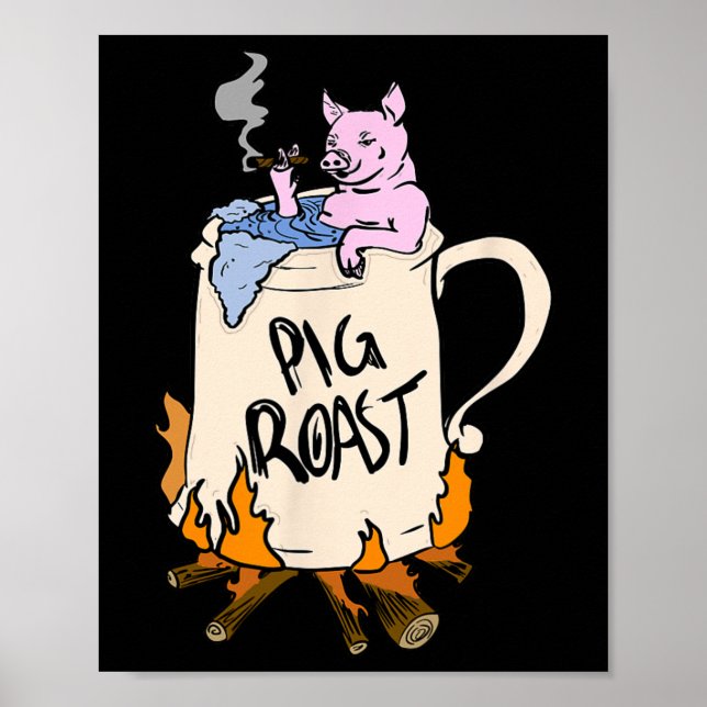 Póster Gracioso Duelo De Cerdo Rasal Bbq Fiesta Grill Mas (Frente)