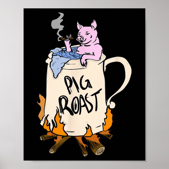 Póster Gracioso Duelo De Cerdo Rasal Bbq Fiesta Grill Mas (Frente)