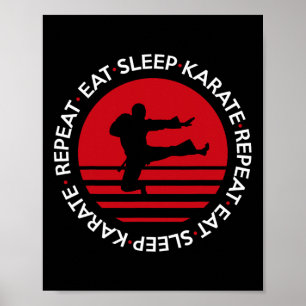 Póster Gracioso Eat Sleep Karate Repetir