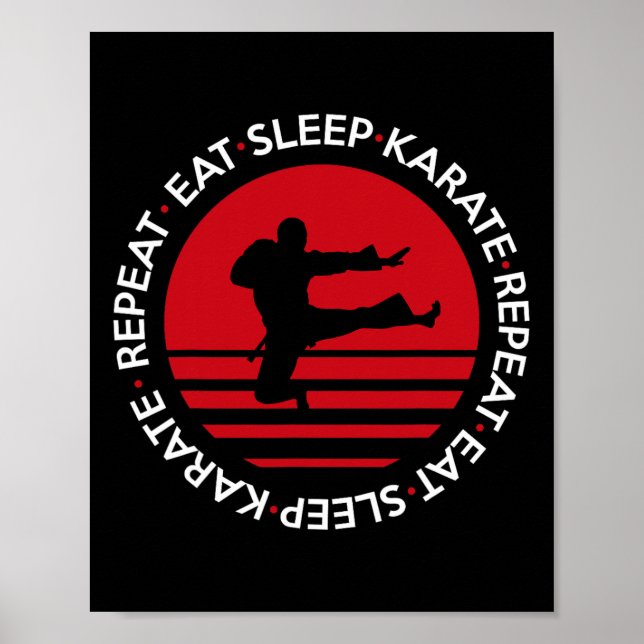 Póster Gracioso Eat Sleep Karate Repetir (Frente)