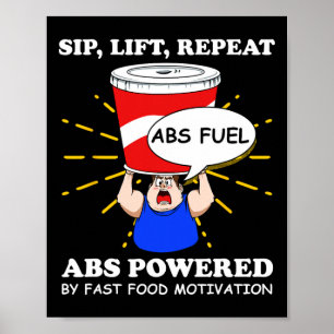 Póster Gracioso Ejercicio Abs Gimnasio De Alimentos Rápid