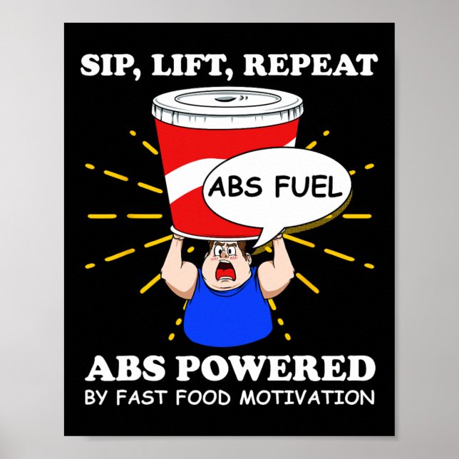 Póster Gracioso Ejercicio Abs Gimnasio De Alimentos Rápid (Frente)