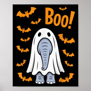 Póster Gracioso elefante de Halloween Boo Ghost Costumbre