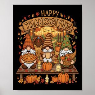 Póster Gracioso Escuadrón De Acción De Gracias Con Otoño