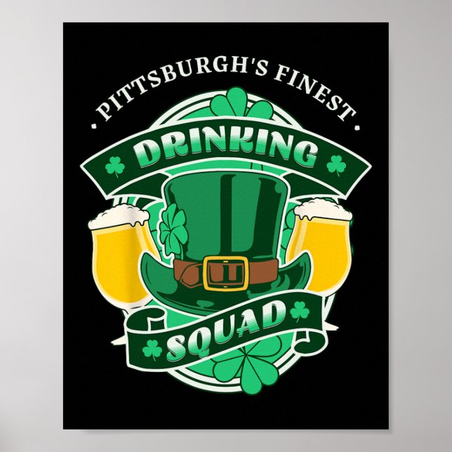Póster Gracioso Escuadrón de Beber Pittsburgh que coincid (Frente)