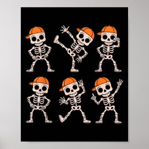 Póster Gracioso esqueleto de baile lindo Halloween niños