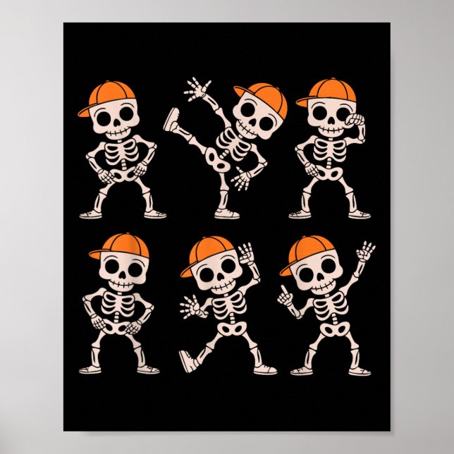 Póster Gracioso esqueleto de baile lindo Halloween niños  (Frente)