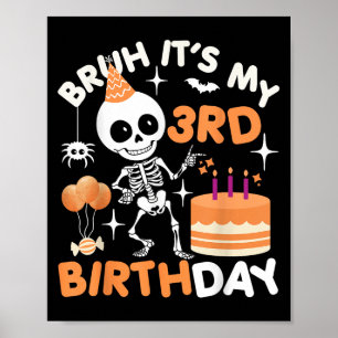 Póster Gracioso esqueleto de cumpleaños de Halloween, Bru