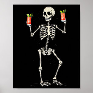 Póster Gracioso esqueleto de Halloween Beber sangre Mary