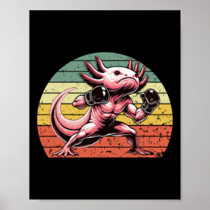 Póster Gracioso Estilo Vintage Boxeo Axolotl Caja Grande