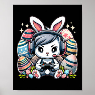 Póster Gracioso Feliz Día de Pascua Bunny Egg Boys Chicas