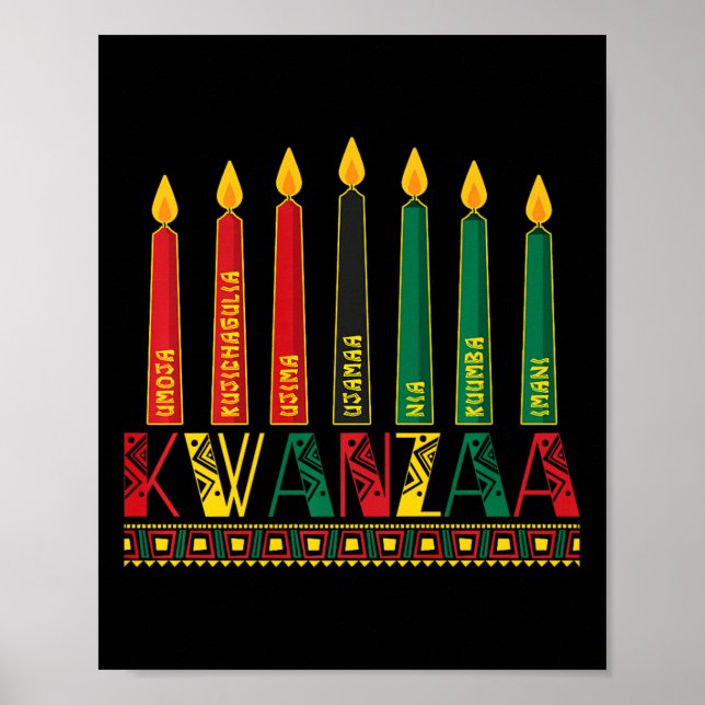 Póster Gracioso Feliz Kwanzaa Principios de Kinara Velas  (Frente)