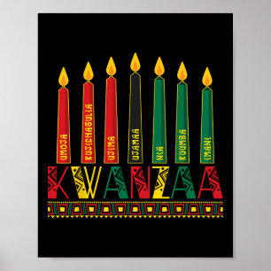 Póster Gracioso Feliz Kwanzaa Principios de Kinara Velas 