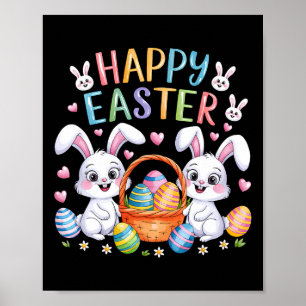 Póster Gracioso Feliz Pascua Conejo Niños Pequeños Rabino