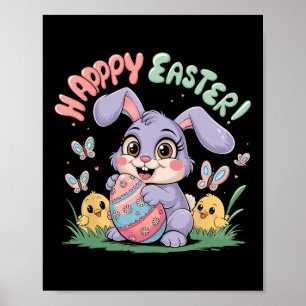 Póster Gracioso Feliz Pascua Conejo Niños Pequeños Rabino