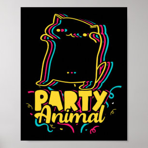Póster Gracioso Fiesta Animal Disco Dancing Cat Meme