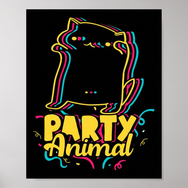Póster Gracioso Fiesta Animal Disco Dancing Cat Meme (Frente)
