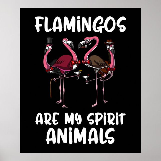 Póster Gracioso Flamingo Aves Espíritu Animal (Frente)