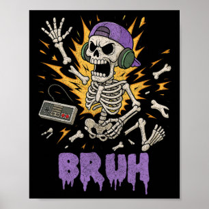 Póster Gracioso Gamer Skeleton Gamer Adolescentes Jóvenes