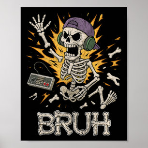 Póster Gracioso Gamer Skeleton Gamer Adolescentes Jóvenes