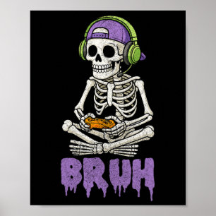 Póster Gracioso Gamer Skeleton Gamer Adolescentes Jóvenes