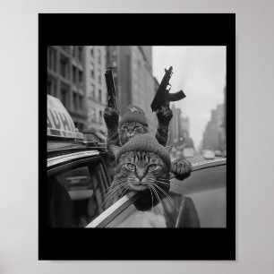 Póster Gracioso Gangster Cat Thug Meme Street Lover Gats