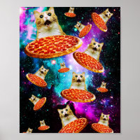 Gracioso gatito de pizza espacial