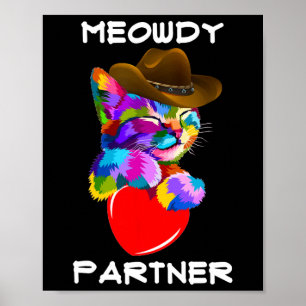 Póster Gracioso gato animal Meowdy Partner Western Line D