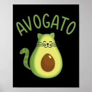 Póster Gracioso Gato Avogato Para Aguacate Lover Y Cinco