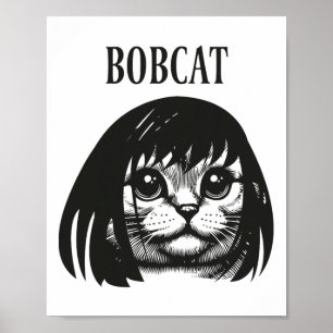 Póster Gracioso gato Bob Hairstyle Bobcat Gatos cómicos C