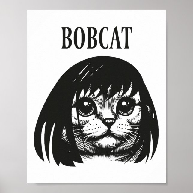 Póster Gracioso gato Bob Hairstyle Bobcat Gatos cómicos C (Frente)