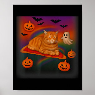 Póster Gracioso Gato De Galaxia En El Espacio Gato Montan