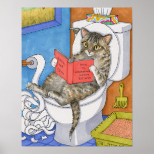 Póster Gracioso gato en el inodoro 535 poster