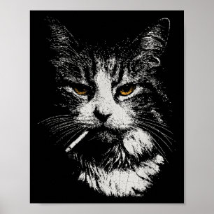 Póster Gracioso gato Guay Fumar divertido meme cigarro Ga