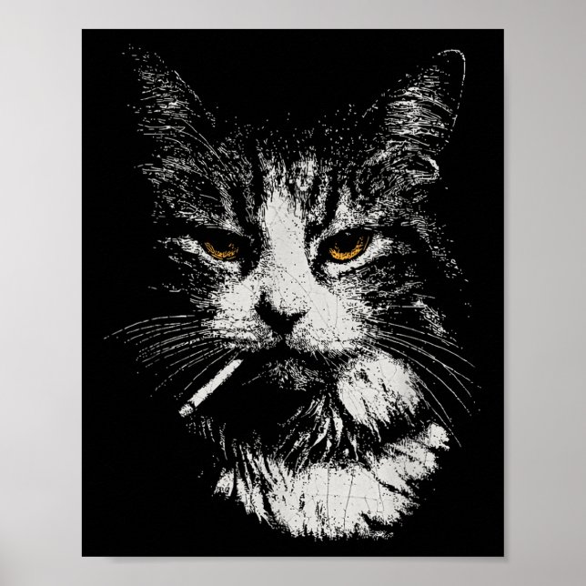 Póster Gracioso gato Guay Fumar divertido meme cigarro Ga (Frente)