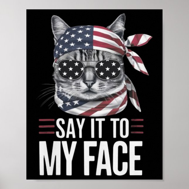 Póster Gracioso Gato Kamala Harris 2024 Dilo A Mi Cara (Frente)