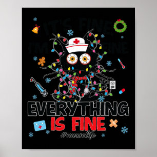 Póster Gracioso Gato Negro Es Bello Todo Enfermo Christma