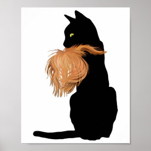 Póster Gracioso Gato Negro Lady Kamala Con Trump Hair Vot