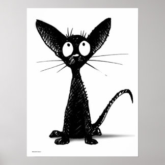 Póster Gracioso gato negro oriental